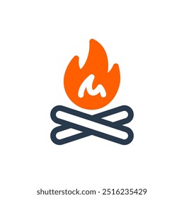 Western Campfire Vector Icon Illustration