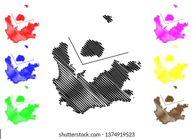 Western Cape Province (Provinces of South Africa, Republic of South Africa, RSA) map vector illustration, scribble sketch Western Cape and Prince Edward Islands (Marion, Prince Edward Island) map