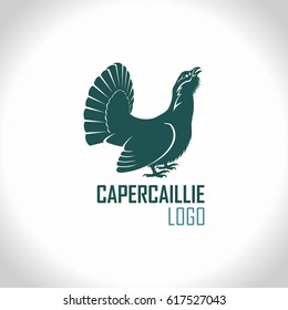 Western capercaillie, wood grouse, male bird - vector logo emblem