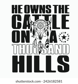 Western Christian Shirts He Owns The Cattle Christians T Shirts Religious Shirt Gift for Her Jesus Apparel Faith T Shirts Bible Verse Shirt