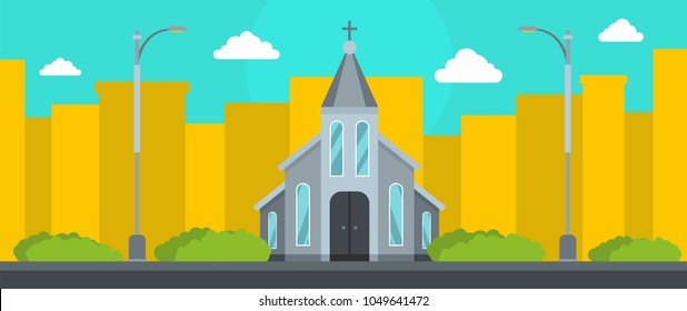 Western church gospel banner. Flat illustration of western church gospel vector banner for web