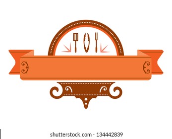 Western Cooking Banner with Spatula, Tong and Fork Icons.