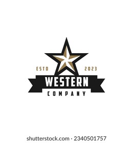 Western Country Emblem Texas Logo design in retro vintage style