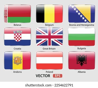 Diseño de ilustraciones vectoriales de banderas de países occidentales.