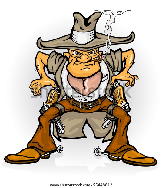  Western  Cowboy Bandit Gun Vector Illustration image 