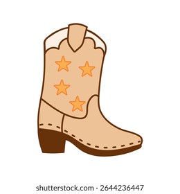 Western cowboy boot with four yellow stars icon