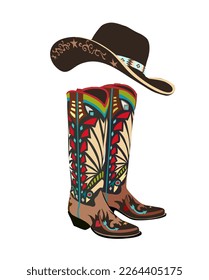 Botas de vaquero occidentales y esa ilustración del vector.