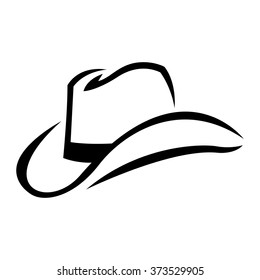 Западная ковбойская шляпа в черном стилизованном знаке вектора