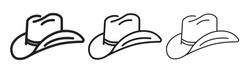 Western Cowboy Hat Icon Outline Vector In Black Color.