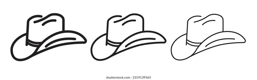 Western cowboy hat icon outline vector in black color.