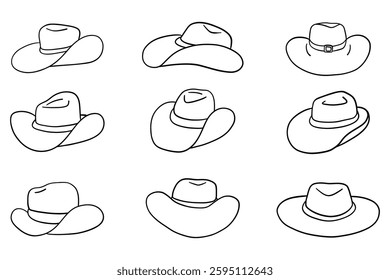 Western Cowboy Hat line icon set,Vecter Illustration	
