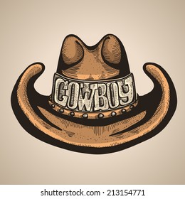 Western Cowboy hat with text.Vector illustration isolated