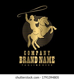 western cowboy and horse logo creative concept