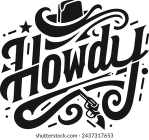 Western Cowboy Howdy T-Shirt Design