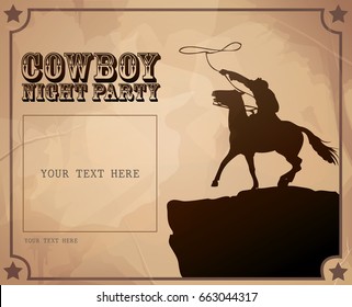 Western cowboy night party poster vector