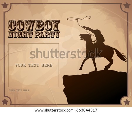 Western Cowboy Night Party Poster Vector Stock Vector (Royalty Free ...