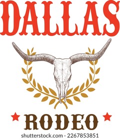 Western Cowboy Southern USA ranch wear Bull Cowboy Cowgirl Vintage Retro trend  t-shirt design Slogan Logo Graphic Vector. Tee shirt and apparel print in Rodeo style. T-shirt Vector illustration.