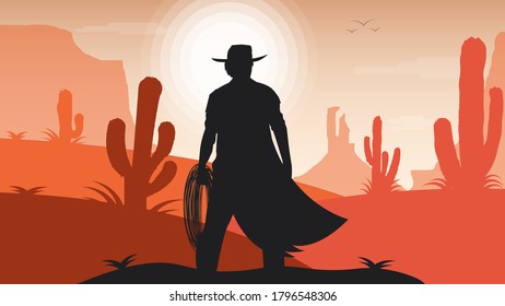 diseño vectorial de Cowboy occidental