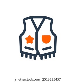 Western Cowboy Vest Vector Icon Illustration