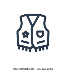 Western Cowboy Vest Vector Icon Illustration