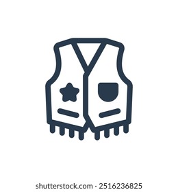 Western Cowboy Vest Vector Icon Illustration