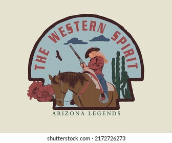 Western Cowgirl Design Vector For Print