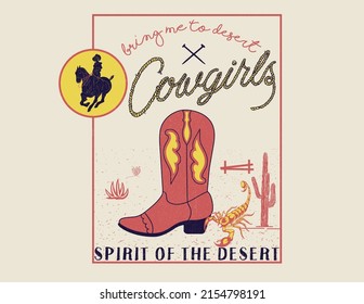 arte vectorial de diseño de tipografía de cowgirl occidental