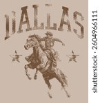 western dallas cowboy star horse slogan vector illustrator for t-shirt