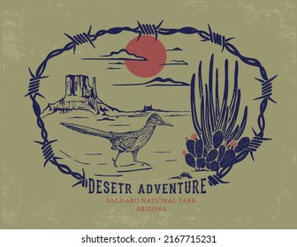 Western Desert Adventure Typography Vector Design