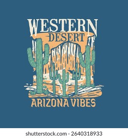 Western desert Arizona Vibes cactus vector graphic illustration