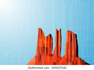  Western desert background. Big rocks. Polygonal style.