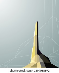  Western desert. Big  stone.  Polygonal art.