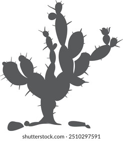 Western desert botany black silhouette. Cactus icon