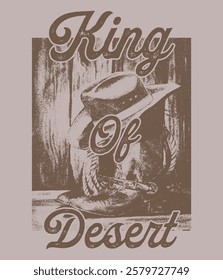 western desert cowboy artwork for t shirt, sticker, graphic print, retro vintage country girl vector art.  Wild West Cowboys. cowboy in horse desert landscape scene vector illustration design. street 