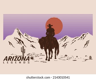 Western Desert Cowboy Typography Design Vector For Print