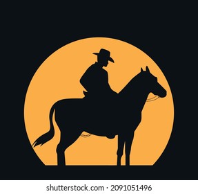 Western desert landscape at sunset vector illustration.