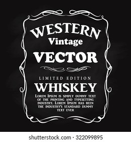 Western Design Frame Flourish Hand Drawn Label Blackboard Vintage Vector Illustration