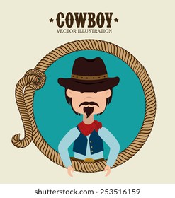 Western design over beige background, vector illustration.