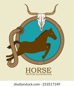 Western design over beige background, vector illustration.