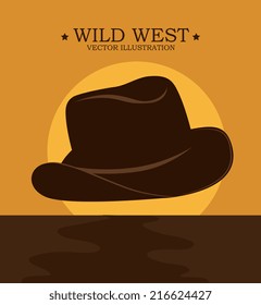 Western design over landscape background, vector illustration