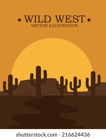 Western design over landscape background, vector illustration