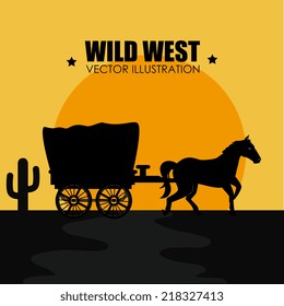 Western design over landscape background, vector illustration