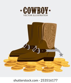 Western design over white background, vector illustration.