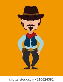 Western design over yellow background, vector illustration