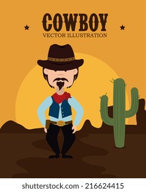 Western design over yellow background, vector illustration