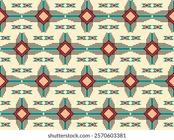 Western design shapes in a seamless repeat pattern - Vector Illustration