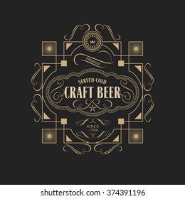 Western Design Template for Handcrafted Whiskey Beer Label Design Flourishes Calligraphy Template