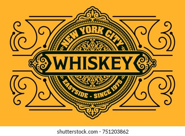 Western design. Whiskey label.