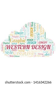 Western Design word cloud. Wordcloud made with text only.