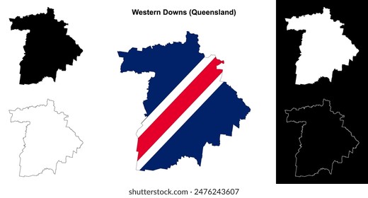 Western Downs (Queensland) outline map set